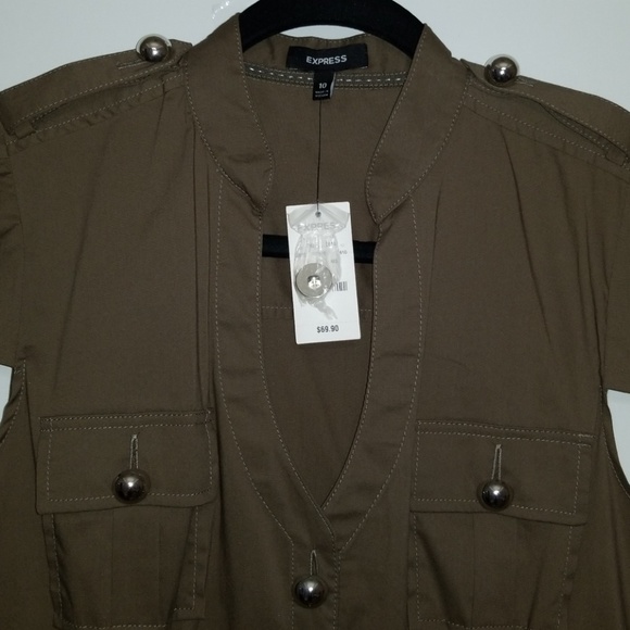 NWT olive green express dress size 10 - Picture 2 of 4